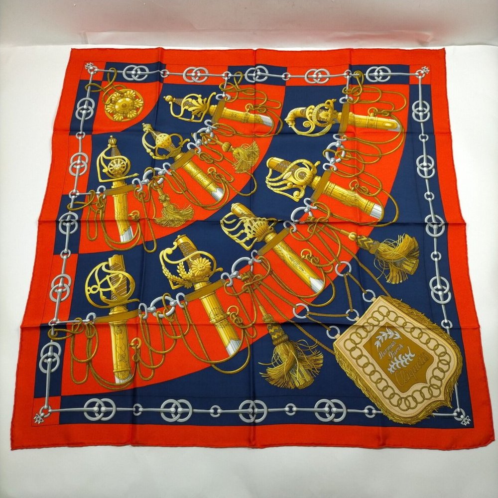 Like New Authentic Hermes scarf Carre 90 Red Silk100%